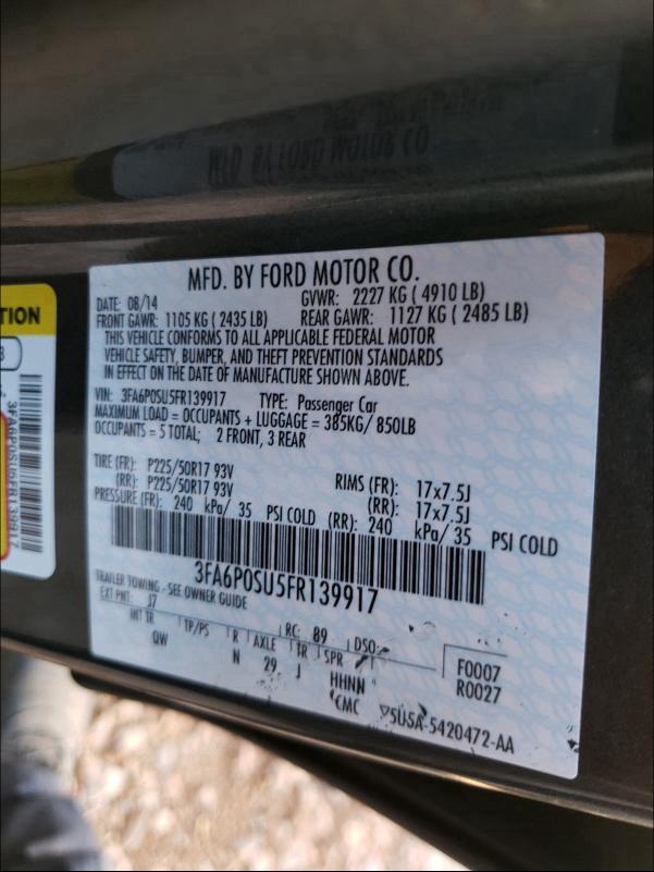 2015 FORD FUSION TIT 3FA6P0SU5FR139917