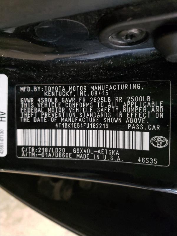 2015 TOYOTA AVALON XLE 4T1BK1EB4FU182219