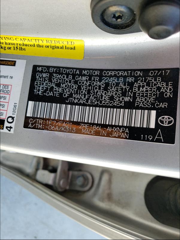 2017 TOYOTA SCION JTNKARJE5HJ552454