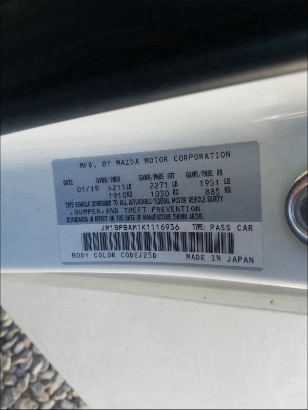 2019 MAZDA 3 SELECT JM1BPBAM1K1116936
