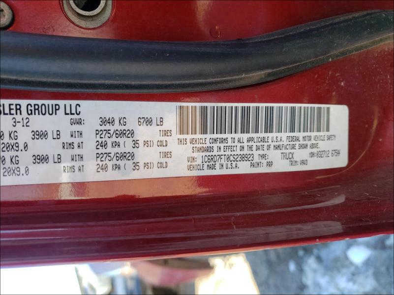 2012 DODGE RAM 1500 S 1C6RD7FT0CS238923