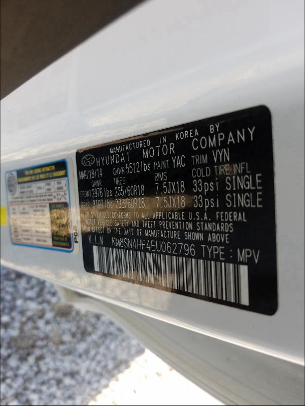 2014 HYUNDAI SANTA FE G KM8SN4HF4EU062796