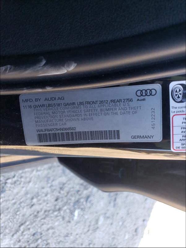 2017 AUDI A6 PREMIUM WAUF8AFC5HN066582