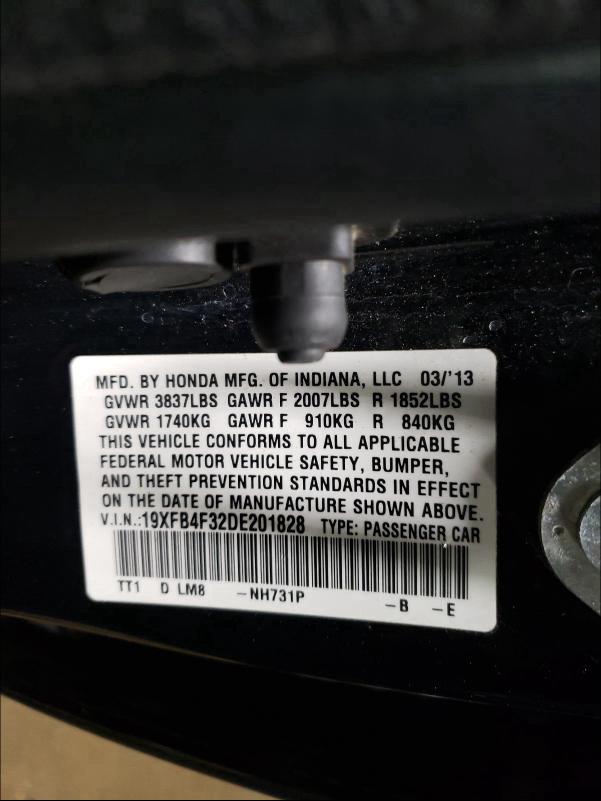 2013 HONDA CIVIC HYBR 19XFB4F32DE201828