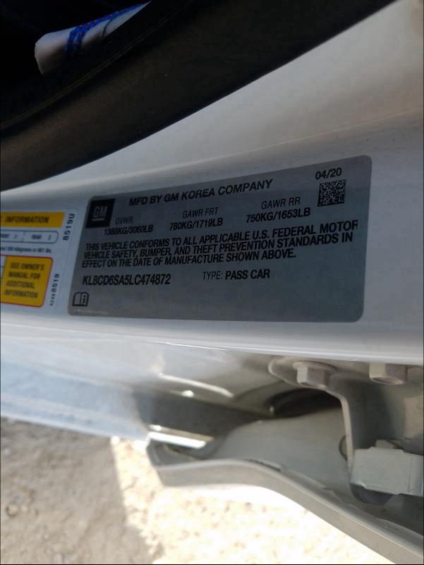 2020 CHEVROLET SPARK 1LT KL8CD6SA5LC474872