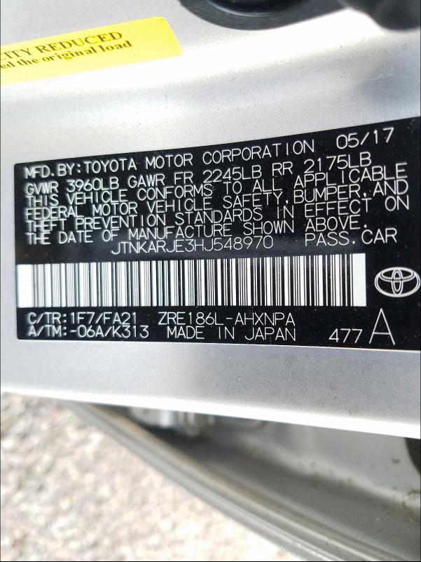 2017 TOYOTA COROLLA IM JTNKARJE3HJ548970