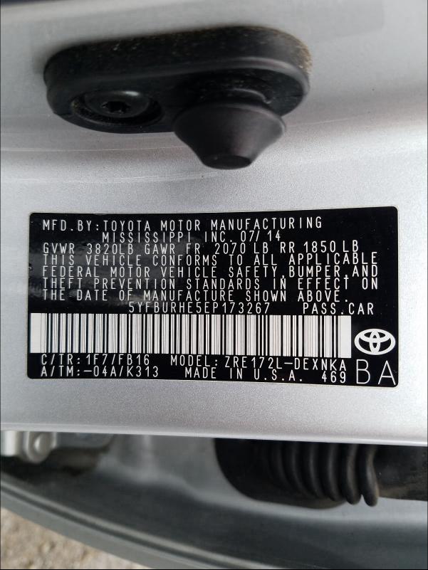 2014 TOYOTA COROLLA L - 5YFBURHE5EP173267