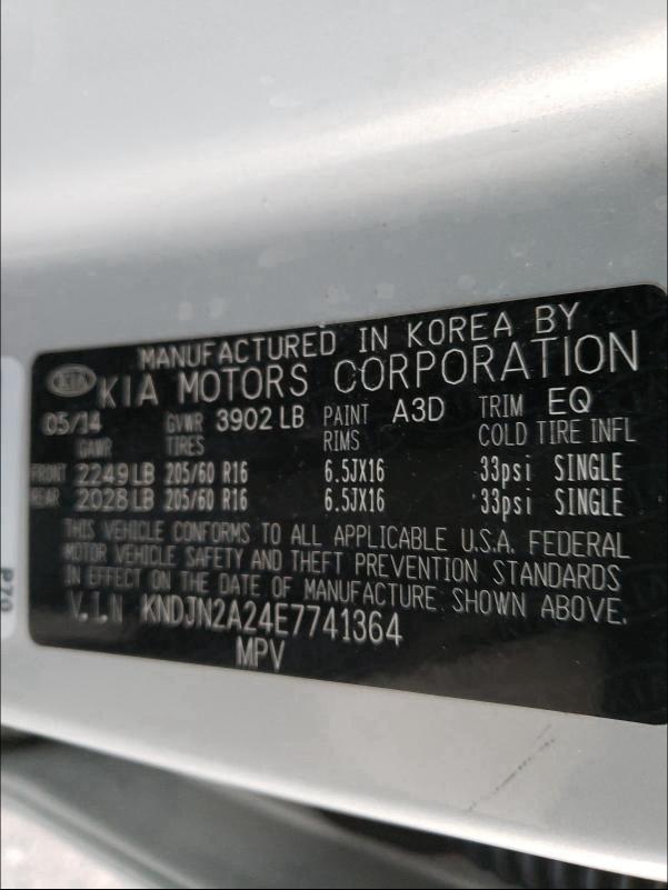 KNDJN2A24E7741364 2014 Kia Soul 1.6L