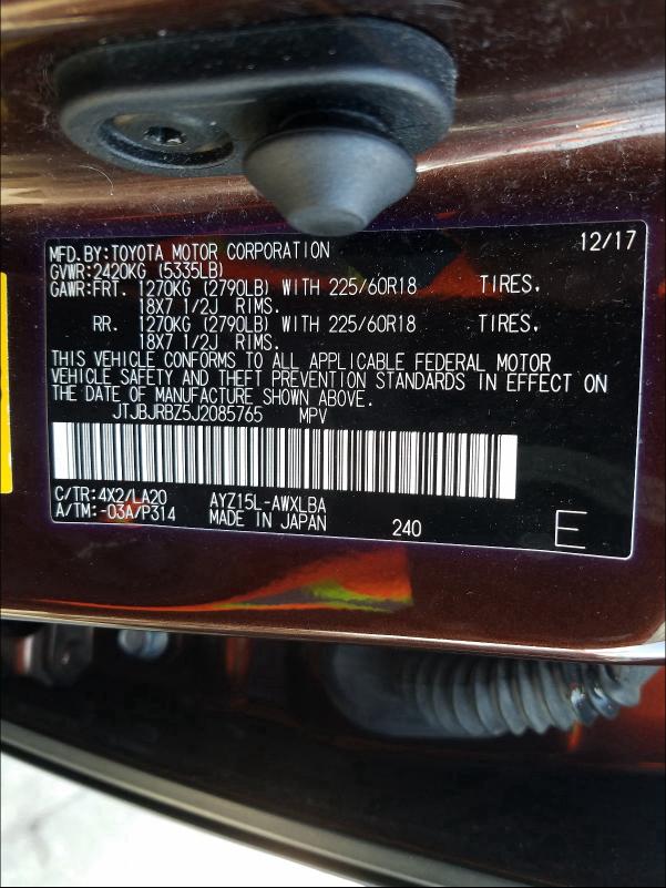 2018 LEXUS NX 300H JTJBJRBZ5J2085765
