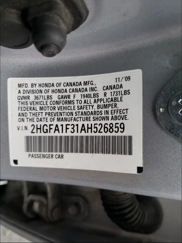 2010 HONDA CIVIC VP 2HGFA1F31AH526859
