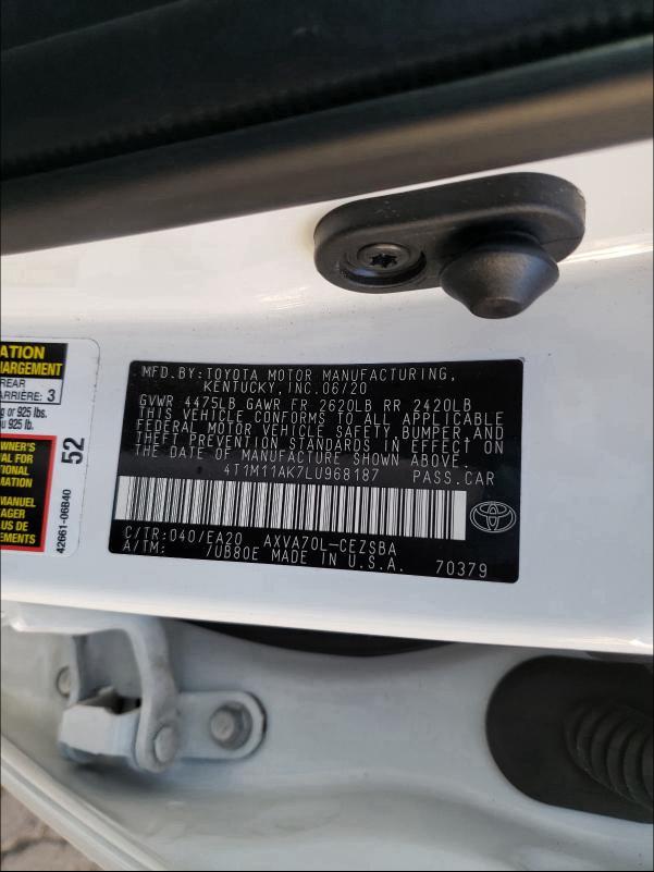 2020 TOYOTA CAMRY SE - 4T1M11AK7LU968187