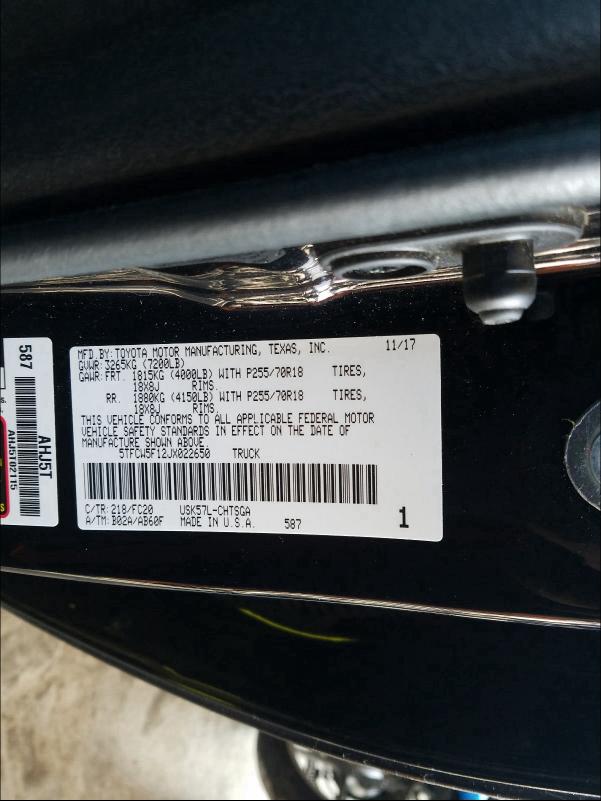2018 TOYOTA TUNDRA DOU 5TFCW5F12JX022650