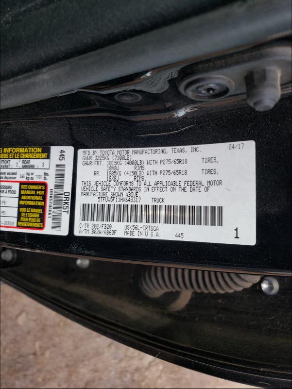 2017 TOYOTA TUNDRA DOU 5TFUW5F11HX648317