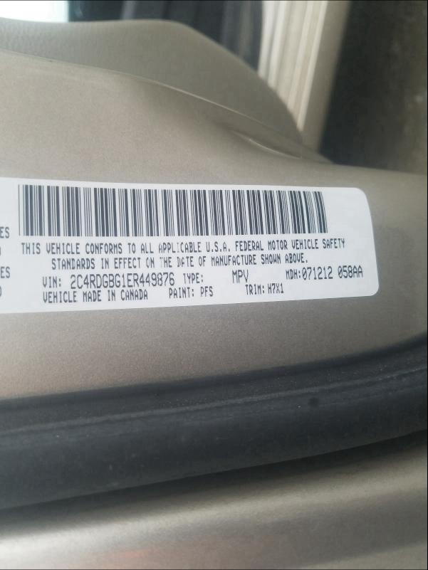 2014 DODGE GRAND CARA 2C4RDGBG1ER449876