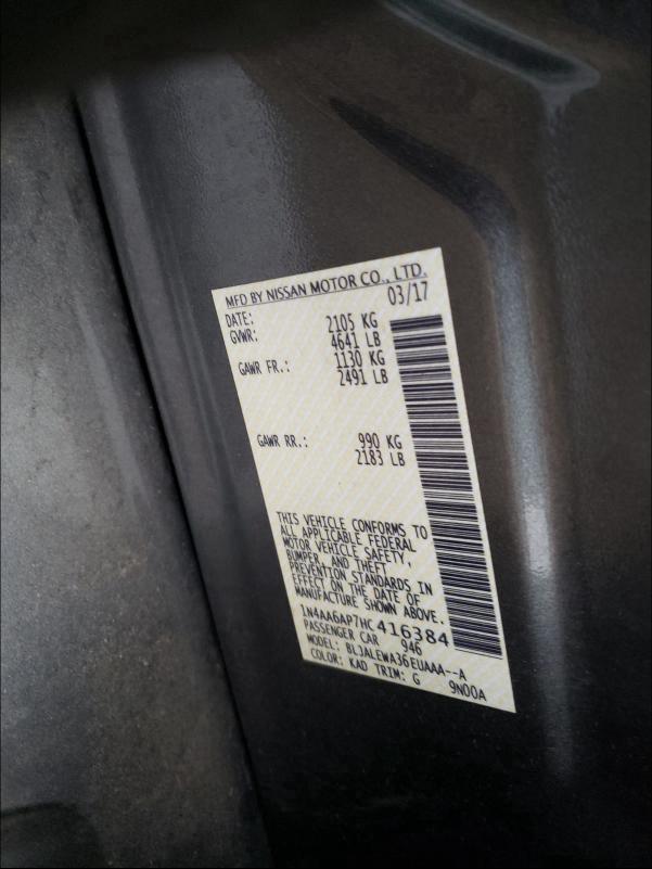 2017 NISSAN MAXIMA 3.5 1N4AA6AP7HC416384