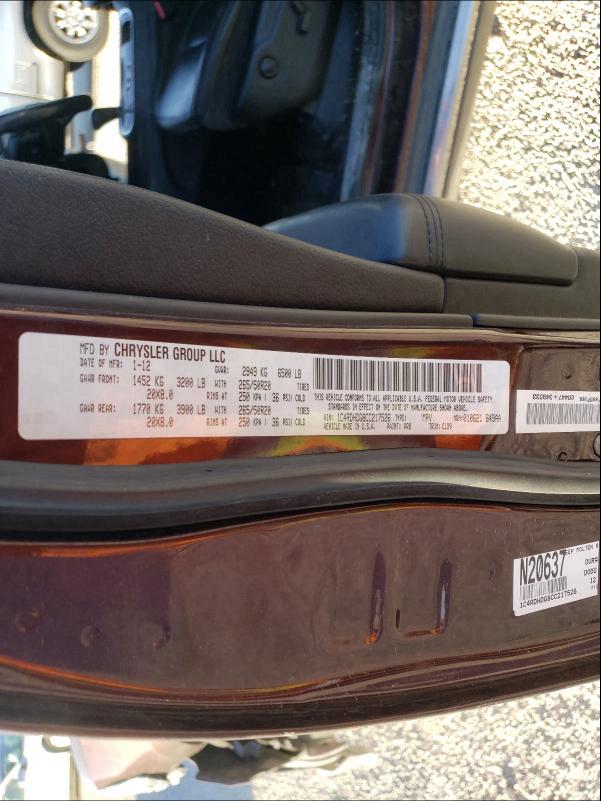 2012 DODGE DURANGO CR 1C4RDHDG8CC217526