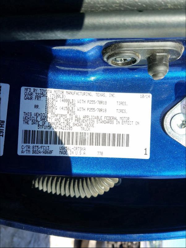 2015 TOYOTA TUNDRA DOU 5TFUY5F14FX423185