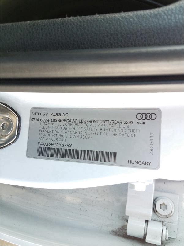 WAUEFGFF2F1037706 2015 Audi A3 Premium 2.0L