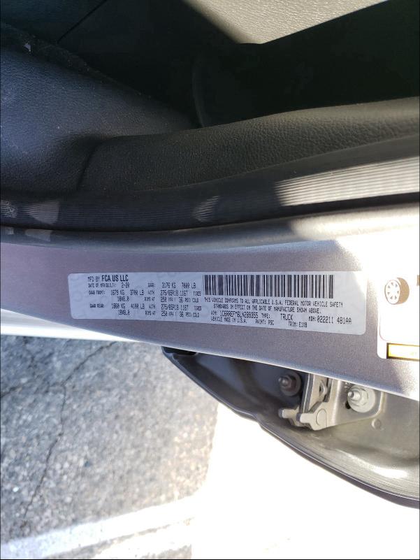 2020 RAM 1500 BIG H 1C6RREFM6LN289355