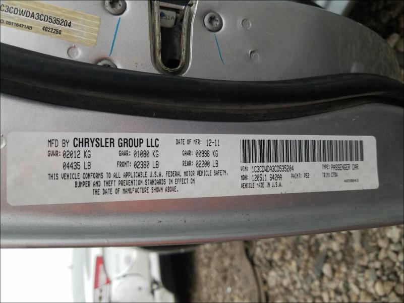 2012 DODGE CALIBER SX 1C3CDWDA3CD535204