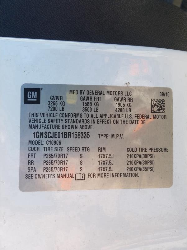 2011 CHEVROLET SUBURBAN C 1GNSCJE01BR158335