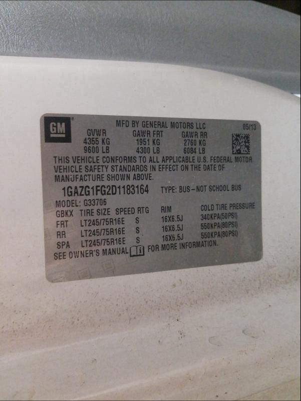 2013 CHEVROLET EXPRESS G3 1GAZG1FG2D1183164