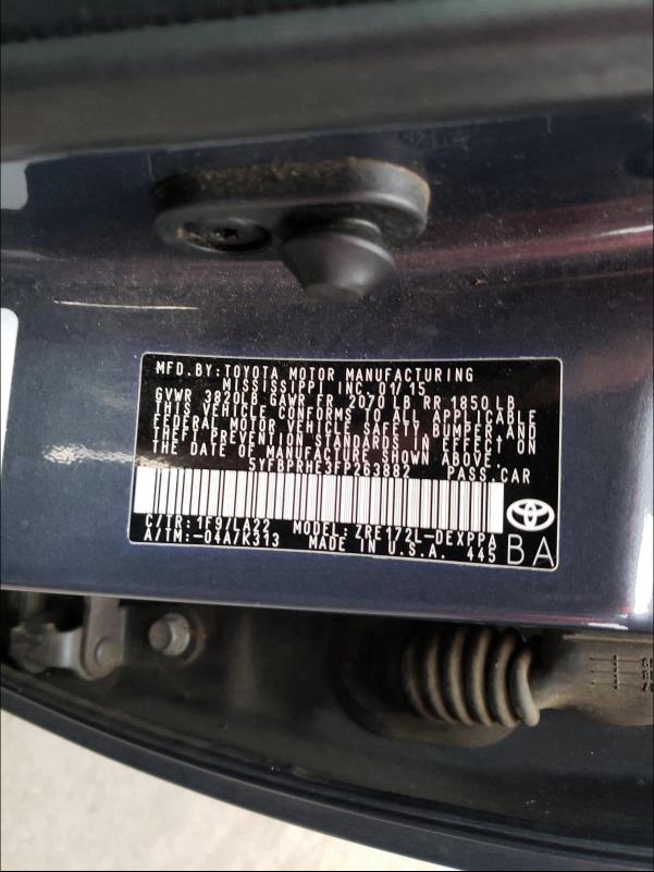 2015 TOYOTA COROLLA EC 5YFBPRHE3FP263882