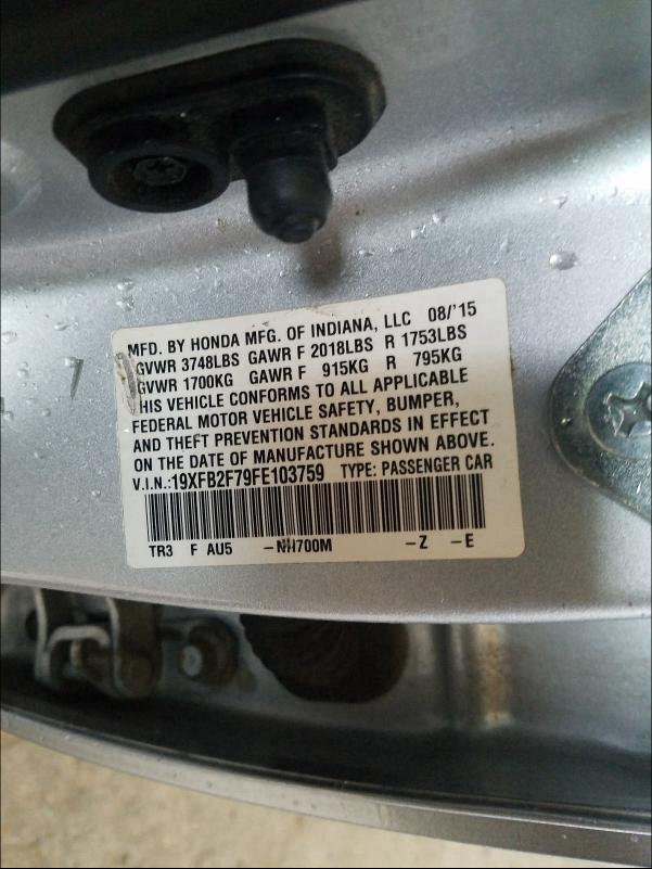 2015 HONDA CIVIC SE 19XFB2F79FE103759