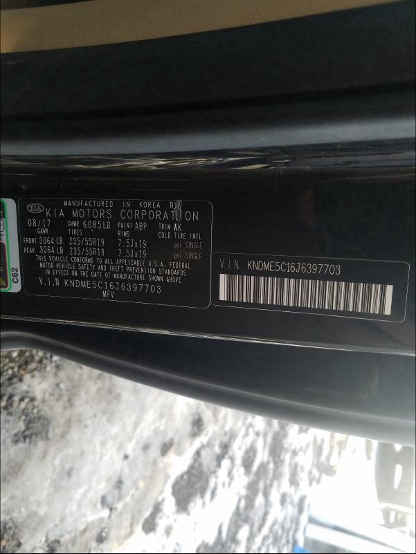 2018 KIA SEDONA SXL KNDME5C16J6397703