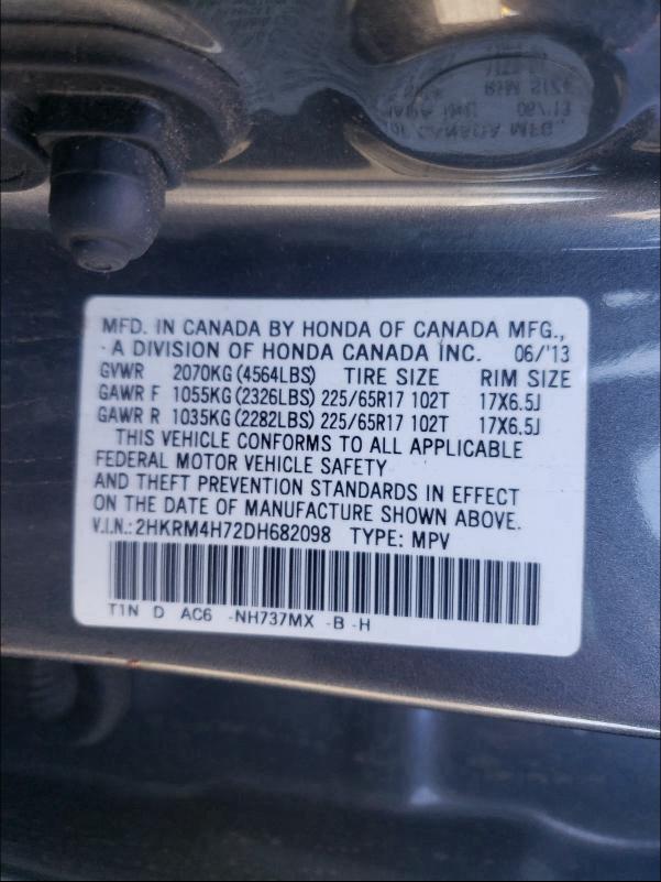 2013 HONDA CR-V EXL - 2HKRM4H72DH682098