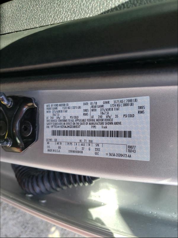 2018 FORD F150 SUPER - 1FTEW1E54JKD38537