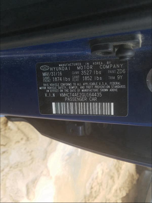 2016 HYUNDAI ACCENT SE KMHCT4AE2GU164435