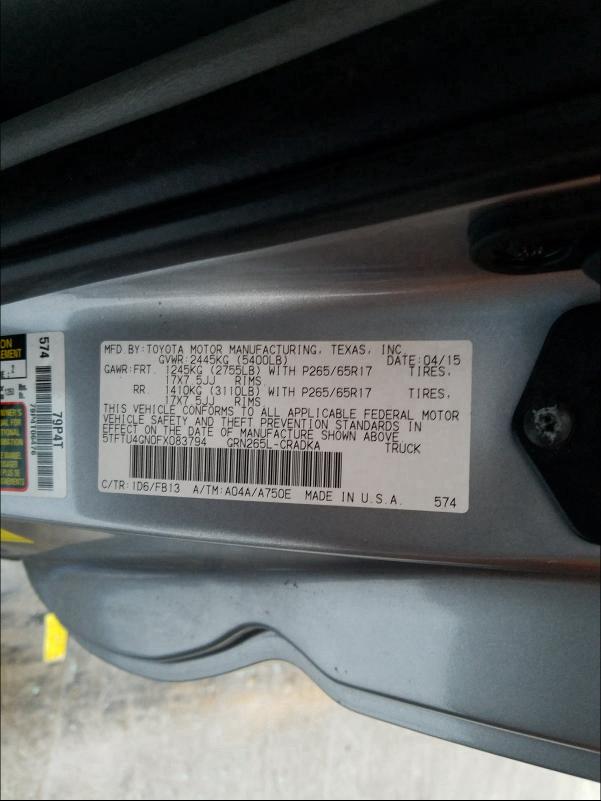 2015 TOYOTA TACOMA PRE 5TFTU4GN0FX083794