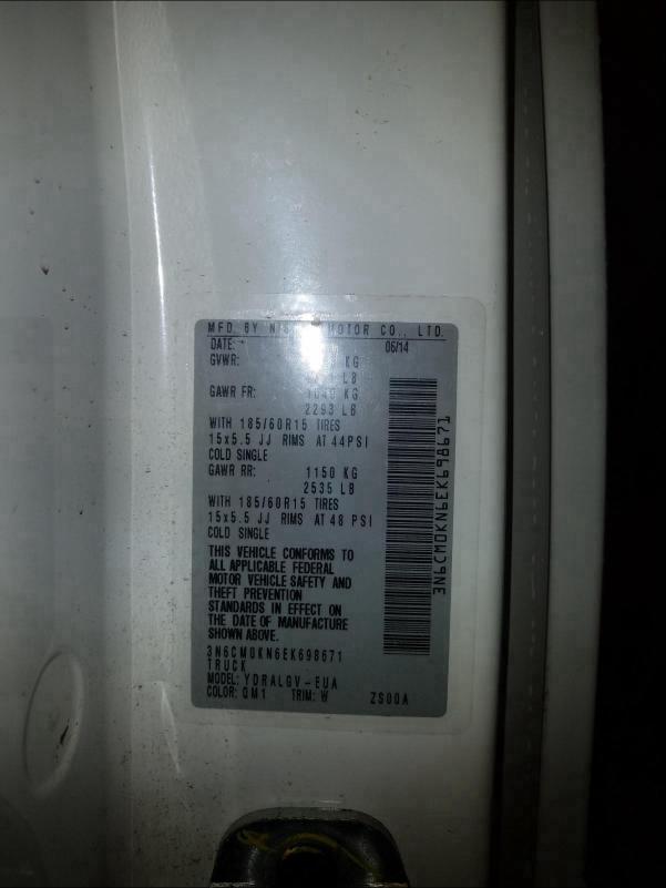 2014 NISSAN NV200 2.5S 3N6CM0KN6EK698671