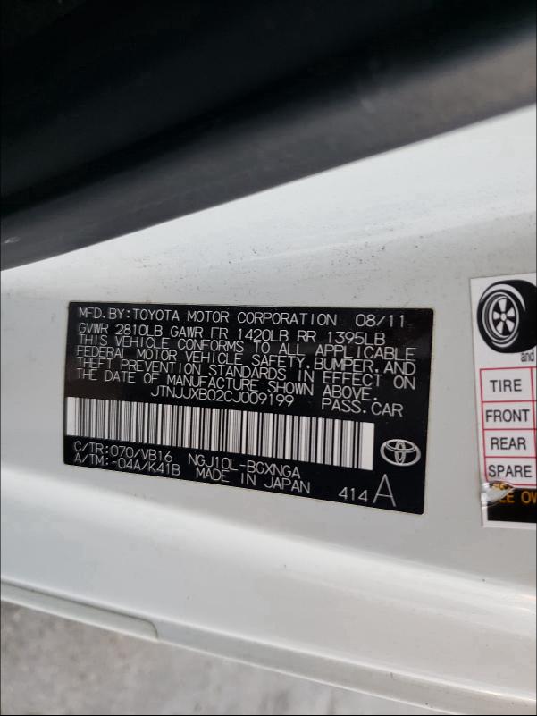 2012 TOYOTA SCION IQ JTNJJXB02CJ009199