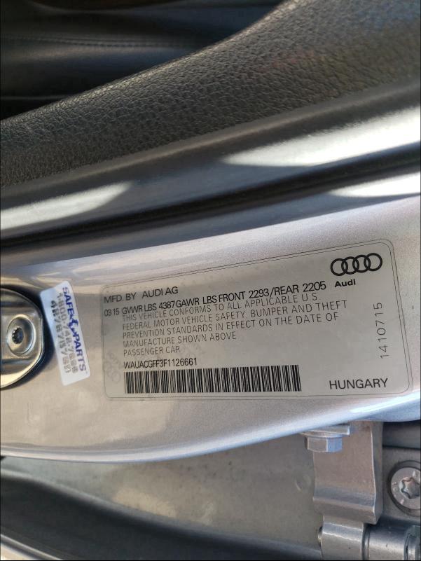 2015 AUDI A3 PREMIUM WAUACGFF3F1126661