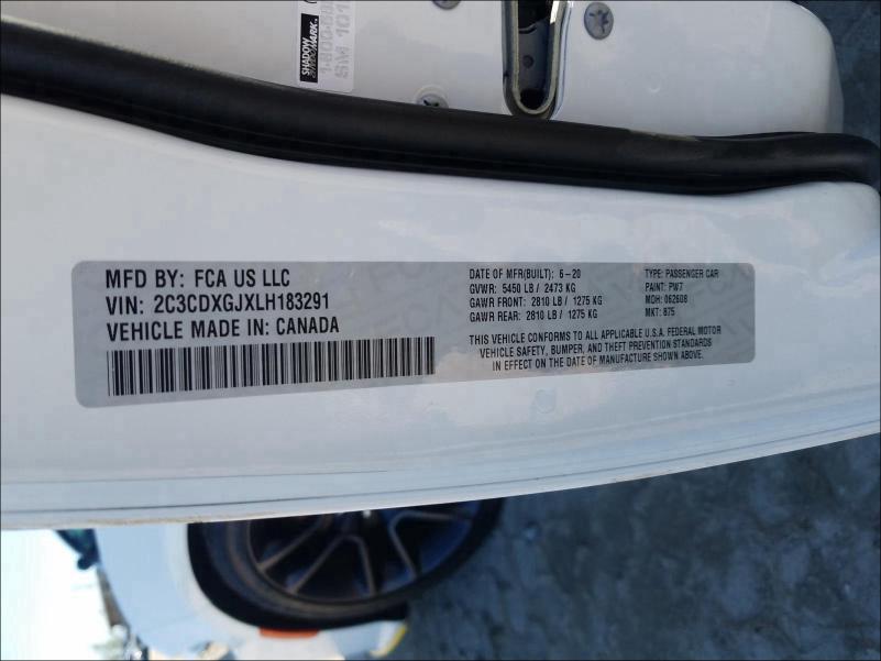 2020 DODGE CHARGER SC 2C3CDXGJXLH183291