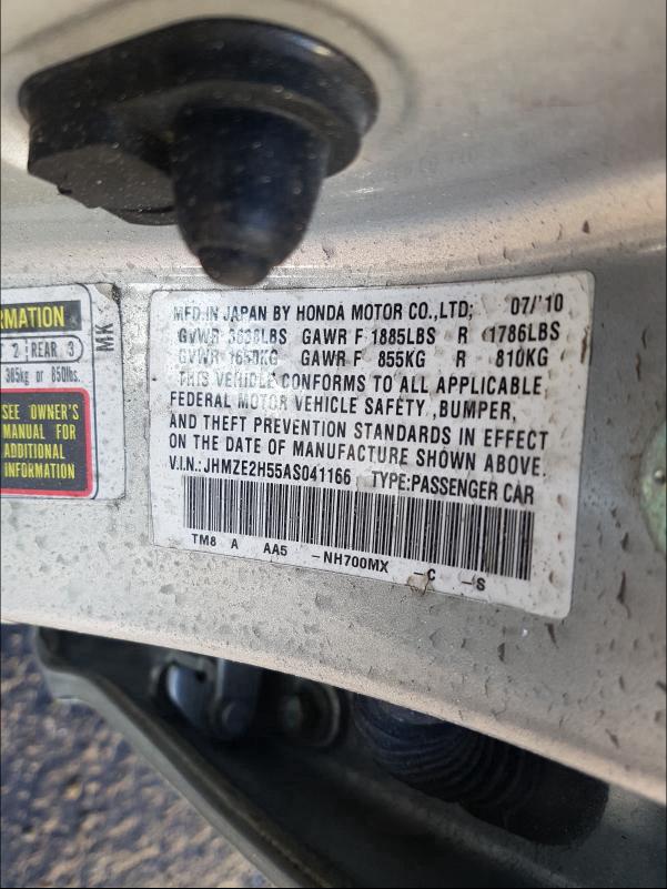 2010 HONDA INSIGHT LX JHMZE2H55AS041166