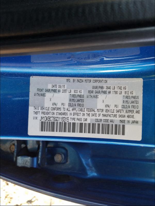 2016 MAZDA CX-3 TOURI JM1DKBC78G0116315