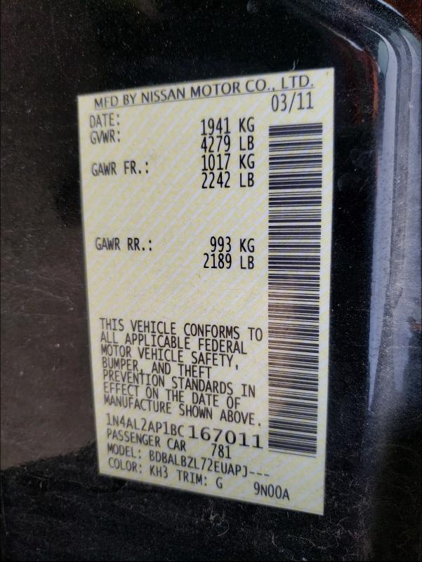 2011 NISSAN ALTIMA BAS 1N4AL2AP1BC167011