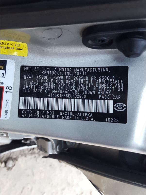 2014 TOYOTA AVALON BAS 4T1BK1EB5EU132850