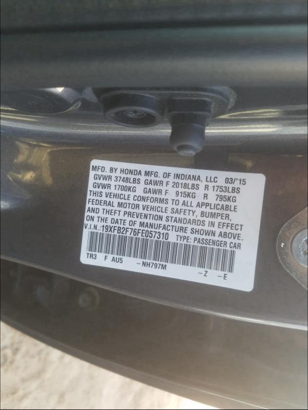 2015 HONDA CIVIC SE 19XFB2F76FE057310