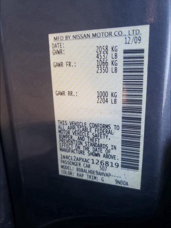 2010 NISSAN ALTIMA HYB 1N4CL2APXAC126819