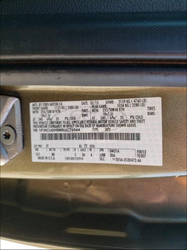 2013 FORD ESCAPE SEL 1FMCU0H99DUC79544