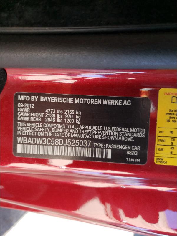 2013 BMW 328 I WBADW3C58DJ525037