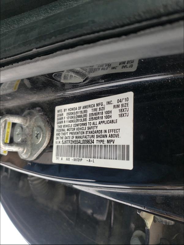 2010 HONDA ACCORD CRO 5J6TF2H55AL009634