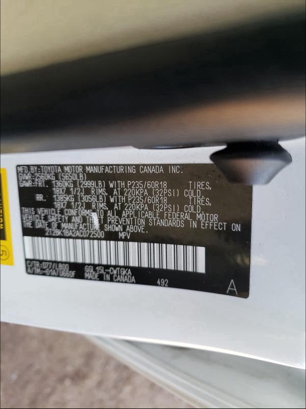 2010 LEXUS RX 350 2T2BK1BA2AC072500