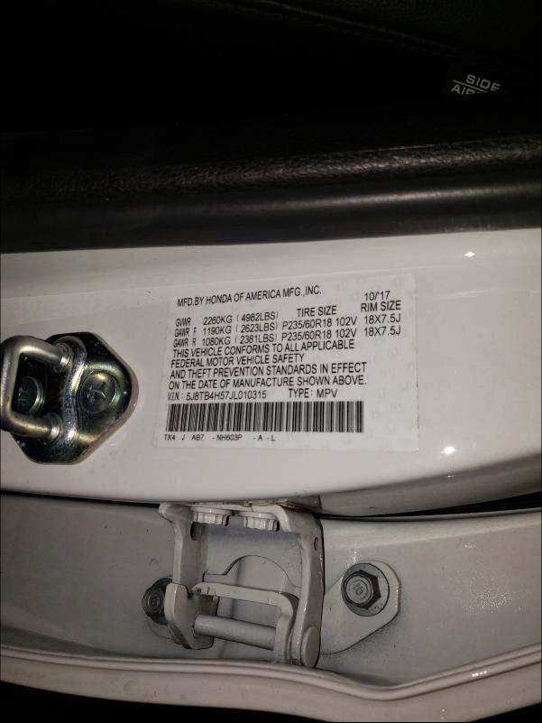 2018 ACURA RDX TECHNO 5J8TB4H57JL010315