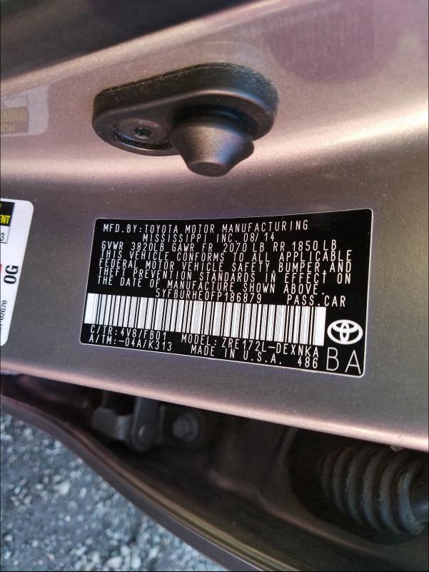 2015 TOYOTA COROLLA L - 5YFBURHE0FP186879