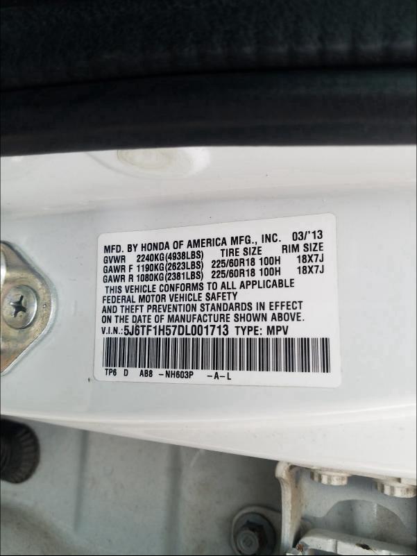2013 HONDA CROSSTOUR 5J6TF1H57DL001713